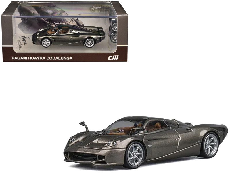 Pagani Huayra Codalunga Gun Metal Gray Metallic with Sunroof and Extra Wheels 1/64 Diecast Model Car CM Model CM64-CODALUNGA-04