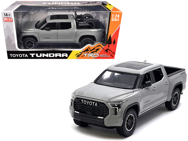2023 Toyota Tundra TRD 4x4 Pickup Truck Cement Gray with Sunroof and Wheel Rack 1/24 Diecast Model Car H08555R-CM