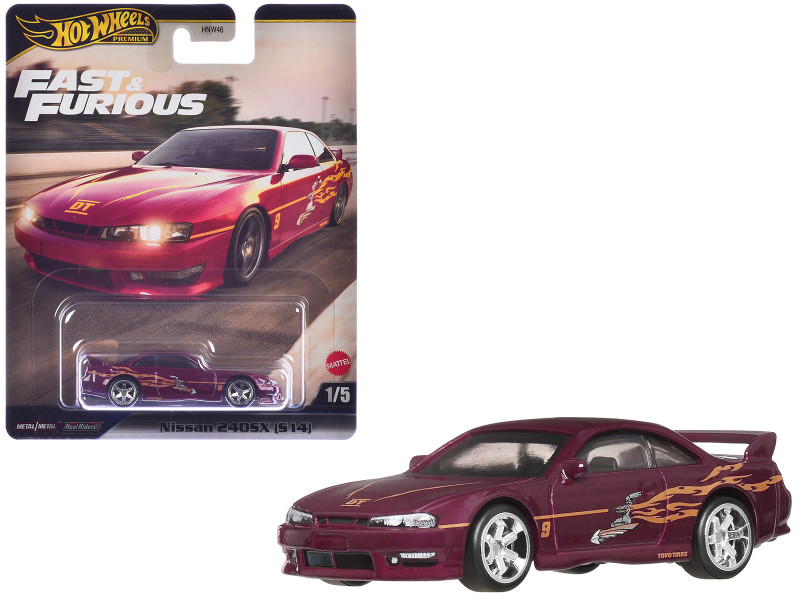 Nissan 240SX S14 RHD Right Hand Drive Maroon with Graphics The Fast and the Furious 2001 Movie Fast & Furious Series Diecast Model Car Hot Wheels JBL99