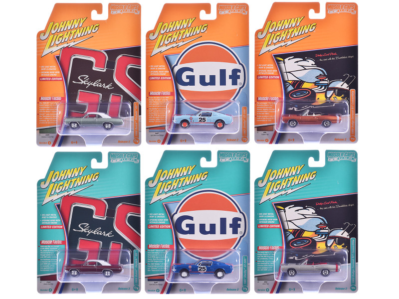 Muscle Cars USA 2025 Release 2 Set of 6 pieces 1/64 Diecast Model Cars Johnny Lightning JLMC038