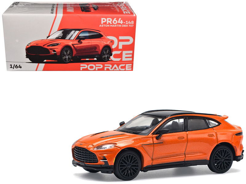 Aston Martin DBX 707 Cosmos Orange Metallic with Black Top 1/64 Diecast Model Car Pop Race PR640148
