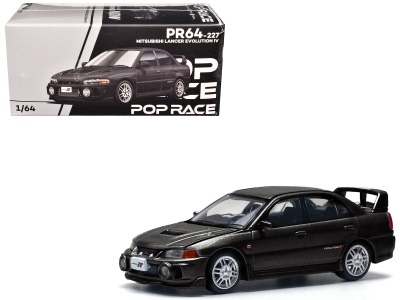 Mitsubishi Lancer Evolution IV RHD Right Hand Drive Pyrenees Black Pearl 1/64 Diecast Model Car Pop Race PR640227