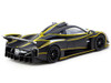 Pagani Huayra R Matt Black with Silver Accents and Yellow Stripes Global64 Series 1/64 Diecast Model Tarmac Works T64G-TL035-MBS
