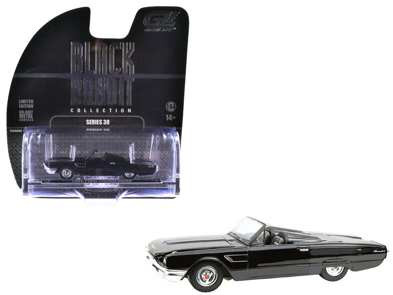1965 Ford Thunderbird with Tonneau Cover Black Black Bandit Series 30 1/64 Diecast Model Car Greenlight 28170E