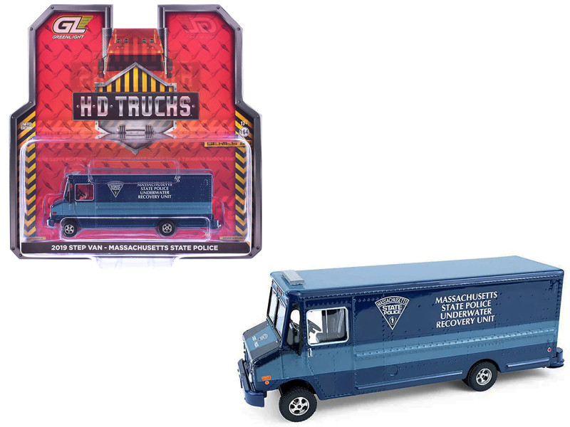 2019 Step Van Massachusetts State Police Underwater Recovery Unit Blue Two Tone H D Trucks Series 26 1/64 Diecast Model Car Greenlight 33260C