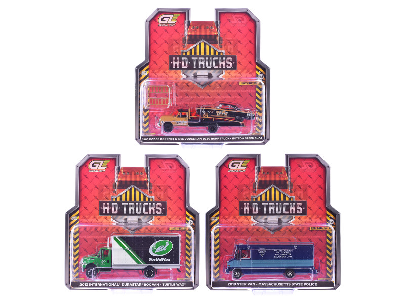 H D Trucks Series 26 Set of 3 pieces 1/64 Diecast Models Greenlight 33260-A-B-C