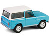 1966 Ford Bronco Custom SUV Turquoise Blue with White Top Barrett Jackson Series 15 1/64 Diecast Model Car Greenlight 37320A
