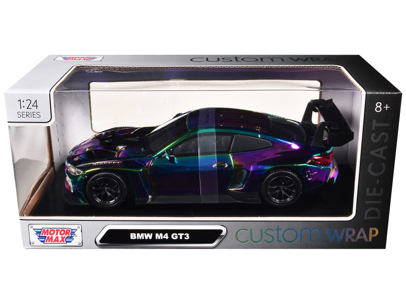 BMW M4 GT3 Chameleon Chrome Custom Wrap Series 1/24 Diecast Model Car Motormax 79094