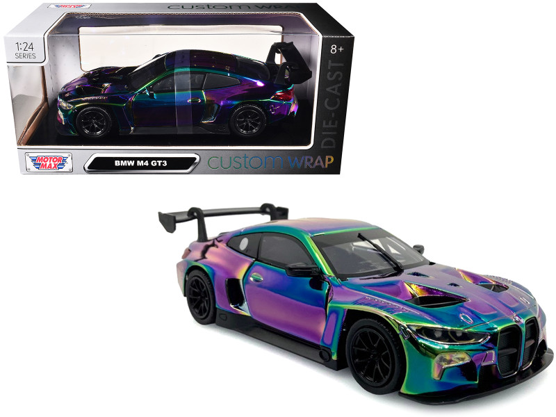 BMW M4 GT3 Chameleon Chrome Custom Wrap Series 1/24 Diecast Model Car Motormax 79094