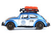 1966 Volkswagen Beetle Off Road #1718 Blue Metallic and White with German Flag Stripes and Roof Rack Accessories 1/24 Diecast Model Car Motormax 79681