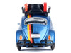 1966 Volkswagen Beetle Off Road #1718 Blue Metallic and White with German Flag Stripes and Roof Rack Accessories 1/24 Diecast Model Car Motormax 79681