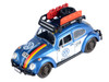 1966 Volkswagen Beetle Off Road #1718 Blue Metallic and White with German Flag Stripes and Roof Rack Accessories 1/24 Diecast Model Car Motormax 79681