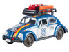 1966 Volkswagen Beetle Off Road #1718 Blue Metallic and White with German Flag Stripes and Roof Rack Accessories 1/24 Diecast Model Car Motormax 79681