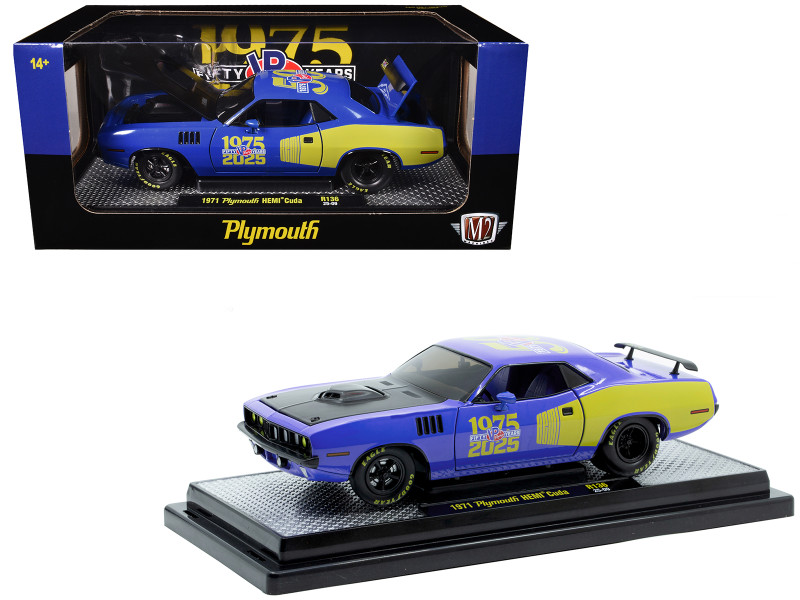 1971 Plymouth Hemi Cuda VP Racing 50 Years Blue with Yellow Sides
