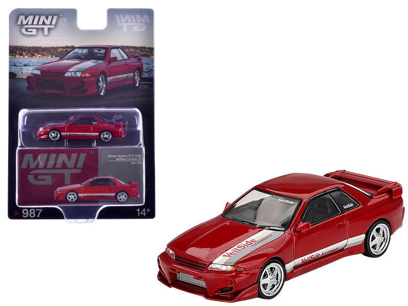 Nissan Skyline GT R R32 RHD Right Hand Drive Veilside Combat C I Gem Red Metallic Limited Edition 1/64 Diecast Model Car Mini GT MGT00987