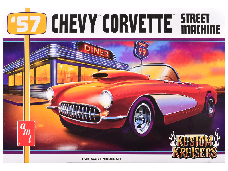 Skill 2 Model Kit 1957 Chevrolet Corvette Street Machine Kustom Kruisers Series 1/25 Scale Model AMT AMT1498
