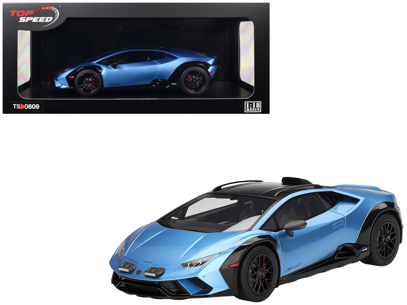 Lamborghini Huracan Sterrato Blu Aegir Blue Metallic with Matt Black Top 1/18 Model Car Top Speed TS0609