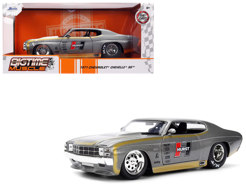 1971 Chevrolet Chevelle SS Hurst Gray Metallic with Gold Stripes Bigtime Muscle Series 1/24 Diecast Model Car Jada 36588