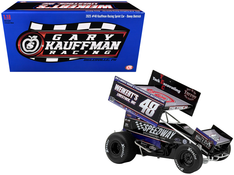 Winged Sprint Car #48 Danny Dietrich Weikert s Livestock Speedway Cars Gary Kauffman Racing 2025 1/18 Diecast Model Car ACME A1825002