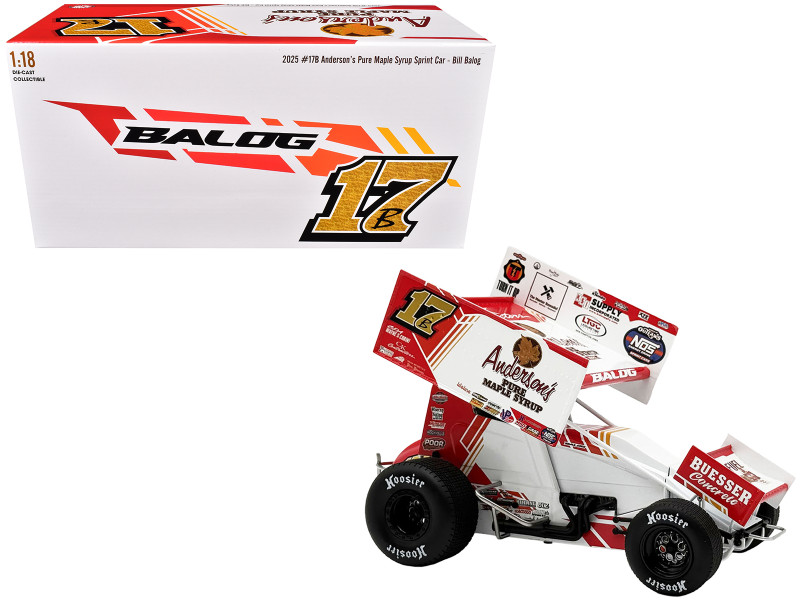 Winged Sprint Car #17B Bill Balog Anderson s Pure Maple Syrup 2025 1/18 Diecast Model Car ACME A1825003