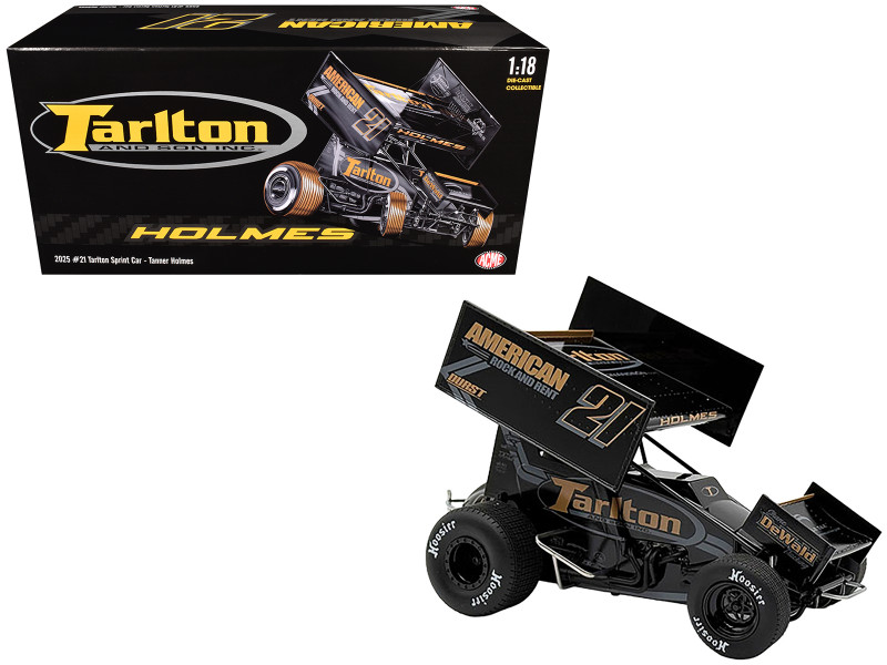 Winged Sprint Car #21 Tanner Holmes Tarlton American Rock and Rent 2025 1/18 Diecast Model Car ACME A1825005