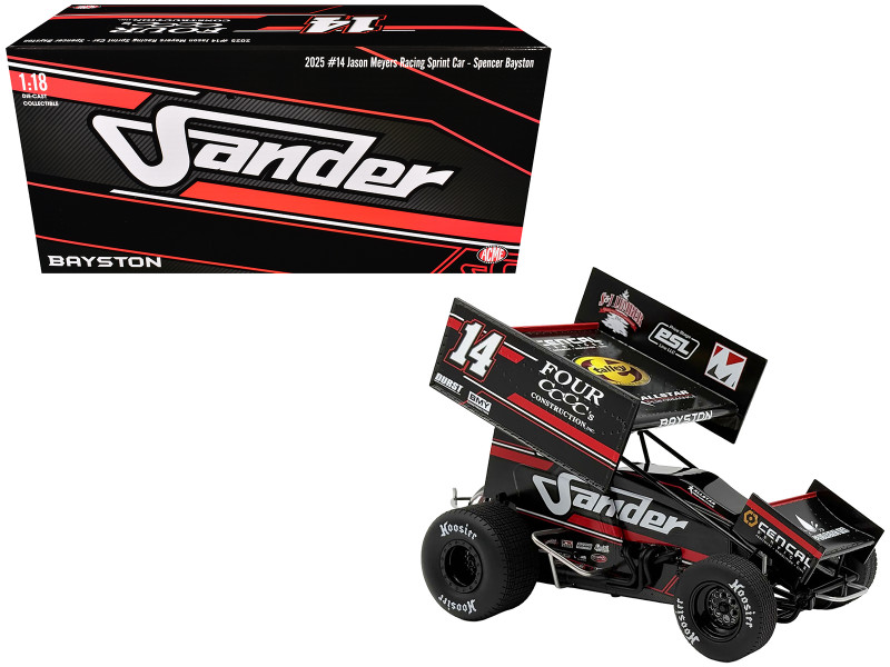 Winged Sprint Car #14 Spencer Bayston Four CCCC s Construction Sander Jason Meyers Racing 2025 1/18 Diecast Model Car ACME A1825007