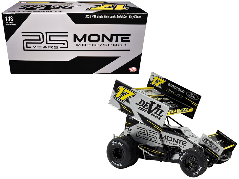 Winged Sprint Car #17 Cory Eliason Devil Race Karts Monte Motorsports 2025 1/18 Diecast Model Car ACME A1825010