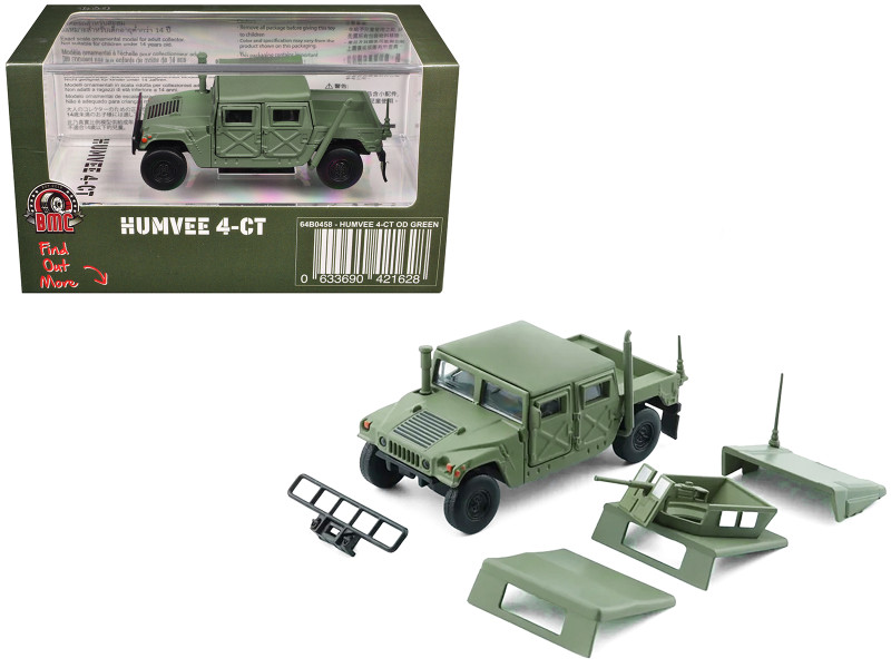 HUMVEE 4 CT Military Vehicle Olive Green with Alternative Tops 1/64 Diecast Model Car BM Creations 64B0458