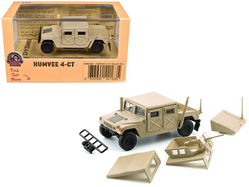HUMVEE 4 CT Military Vehicle Desert Tan with Alternative Tops 1/64 Diecast Model Car BM Creations 64B0459