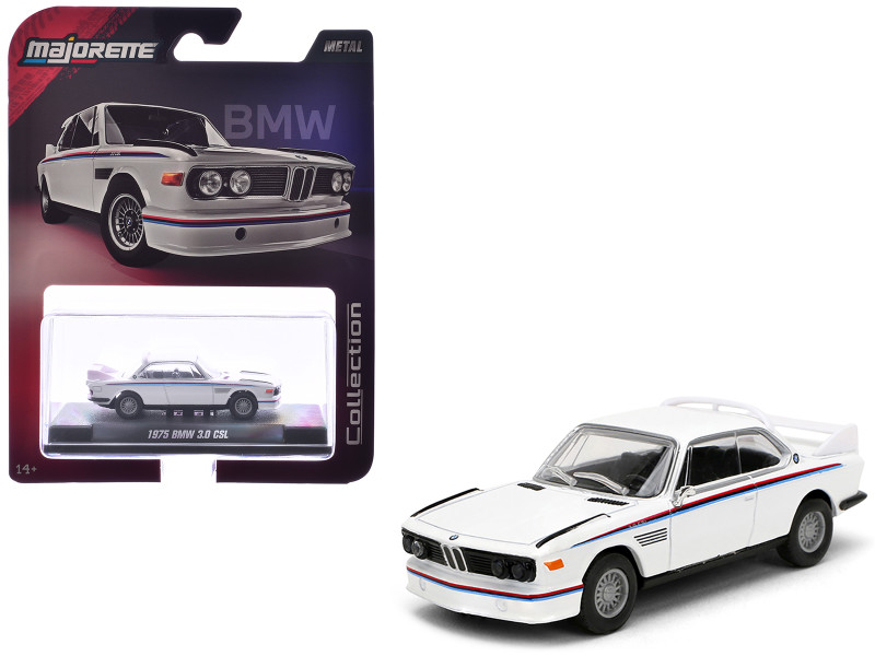 1975 BMW 3 0 CSL White with Red and Blue Stripes Collection Series 1/64 Diecast Model Car Majorette MJ8505001009