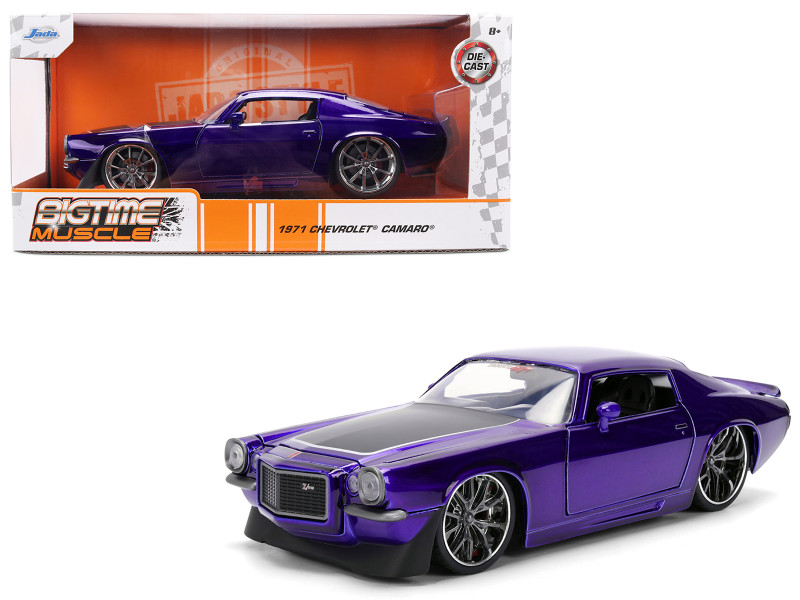 1971 Chevrolet Camaro Z 28 Purple Metallic with Black Hood Bigtime Muscle Series 1/24 Diecast Model Car Jada 36592