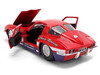 1963 Chevrolet Corvette Stingray #63 Chevy Racing Red with White and Blue Stripes Bigtime Muscle Series 1/24 Diecast Model Car Jada 36594