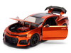 2024 Chevrolet Camaro ZL1 1LE Orange Metallic with Black Stripes Bigtime Muscle Series 1/24 Diecast Model Car Jada 36596