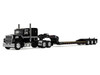 Ford LTL 9000 with 60 Flat Top Sleeper and Fontaine Magnitude Tri Axle Lowboy Trailer Black 1/64 Diecast Model DCP/First Gear 60-2102