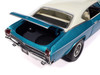 1969 Chevrolet Chevelle SS 396 Azure Turquoise Metallic with White Stripes White Vinyl Top and Interior Muscle Car & Corvette Nationals MCACN American Muscle Series 1/18 Diecast Model Car Auto World AMM1348