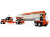 Peterbilt 379 with 48 Flat Top Sleeper and Walinga Bulk Feed Trailer Orange and Black with Stripes 1/64 Diecast Model DCP/First Gear 60-2128