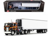 Peterbilt 352 COE 86 Sleeper and 40' Vintage Trailer with Reefer Black with Stripes 1/64 Diecast Model DCP/First Gear 60-2156