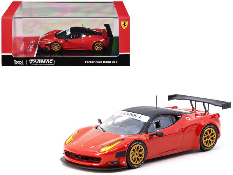Ferrari 458 Italia GT3 Red with Black Top Road64 Series 1/64 Diecast Model Car Tarmac Works T64R-073-RE