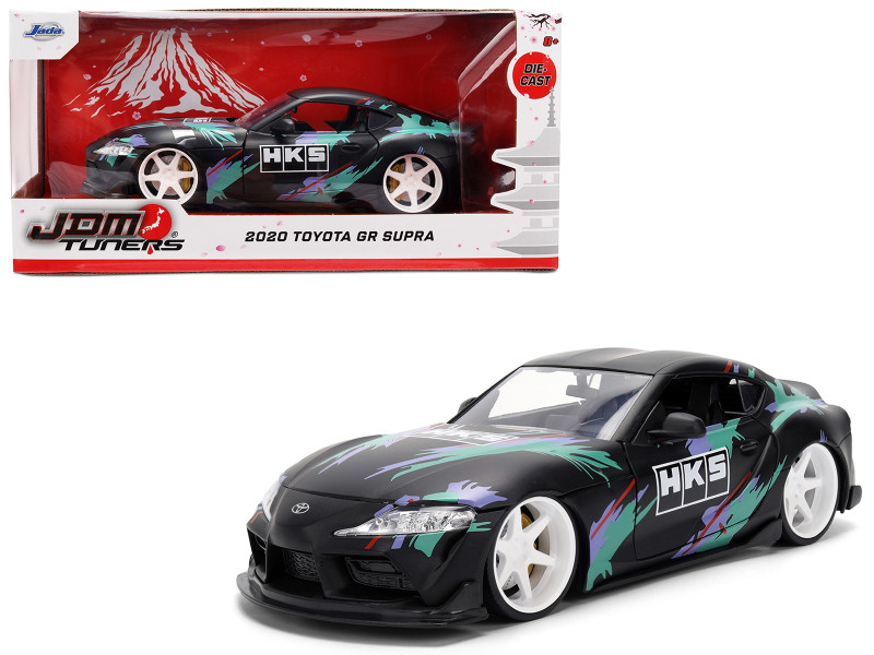 2020 Toyota GR Supra HKS Matt Black with Graphics JDM Tuners Series 1/24 Diecast Model Car Jada 37023