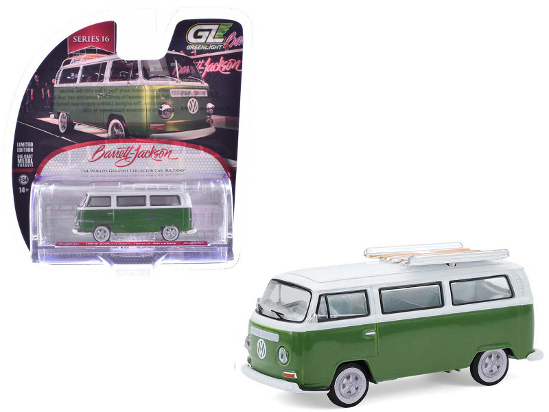 1968 Volkswagen Type II Microbus Green and White Barrett Jackson Series 16 1/64 Diecast Model Car Greenlight 37330C