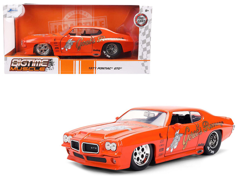 1971 Pontiac GTO Goat s Revenge Orange with Graphics Bigtime Muscle Series 1/24 Diecast Model Car Jada 36591