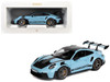 2022 Porsche 911 GT3 RS Weissach Pack Gulf Blue with Carbon Top and Hood Stripes 1/18 Diecast Model Car Norev 187367