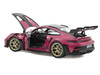 2022 Porsche 911 GT3 RS Weissach Pack Ruby Star Red with Carbon Top and Hood Stripes 1/18 Diecast Model Car Norev 187370