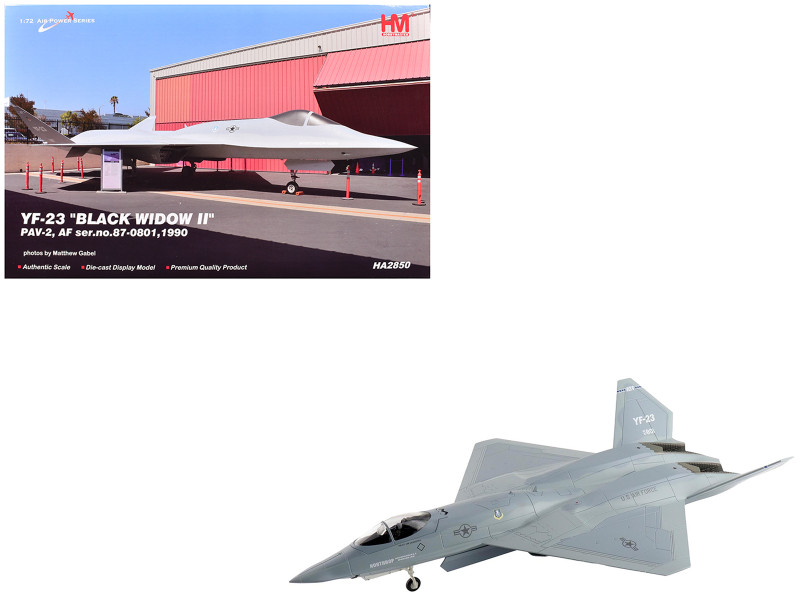 Northrop YF 23 Black Widow II Stealth Fighter Aircraft #87 0801 PAV 2 1990 United States Air Force Air Power Series 1/72 Diecast Model Hobby Master HA2850