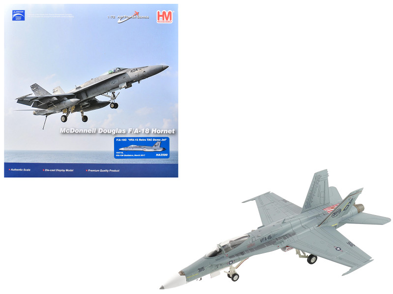 McDonnell Douglas F A 18C Hornet Aircraft VFA 15 Retro TAC Demo Jet VFA 106 Gladiators 2017 United States Navy Air Power Series 1/72 Diecast Model Hobby Master HA3590