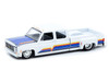1975 Chevrolet Cheyenne Super 30 Dually Pickup Truck White with Blue Hood and Stripes Limited Edition to 8800 pieces Worldwide 1/64 Diecast Model Car M2 Machines 39000-MJS08