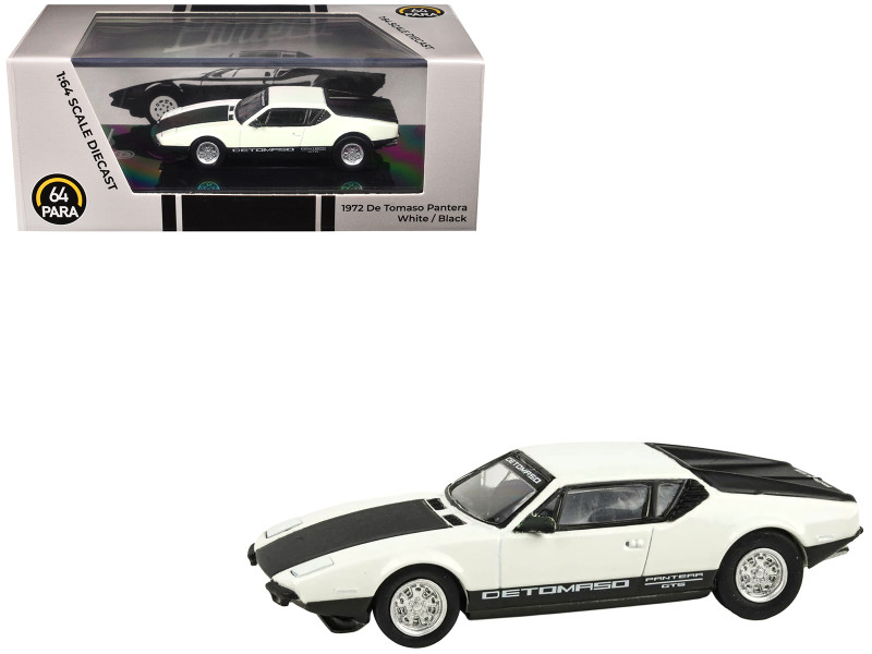 1972 De Tomaso Pantera White and Black 1/64 Diecast Model Car Paragon Models PA-55646