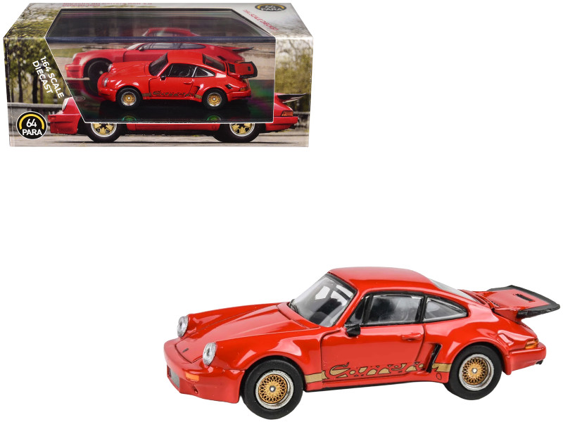 Porsche 911 Carrera RSR 3 0 Guards Red with Gold Stripes and Wheels 1/64 Diecast Model Car Paragon Models PA-55796