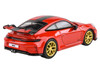 2025 Porsche 911 GT3 992 2 Guards Red with Carbon Stripe and Gold Wheels 1/64 Diecast Model Car Paragon Models PA-55871