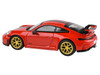 2025 Porsche 911 GT3 992 2 Guards Red with Carbon Stripe and Gold Wheels 1/64 Diecast Model Car Paragon Models PA-55871